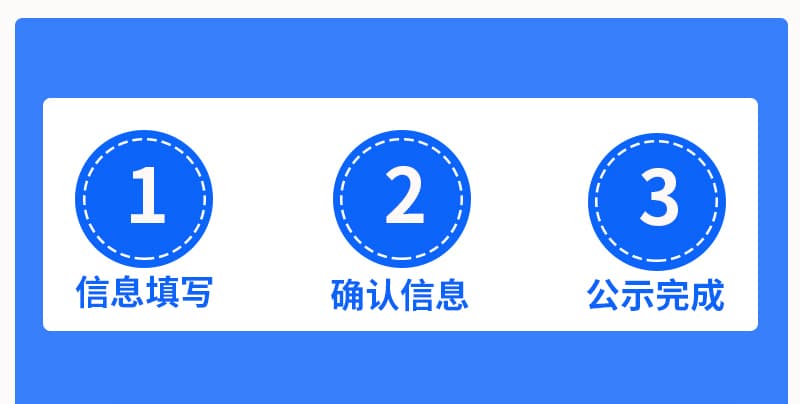 仅需三步:信息填写、提交办理、公示完成